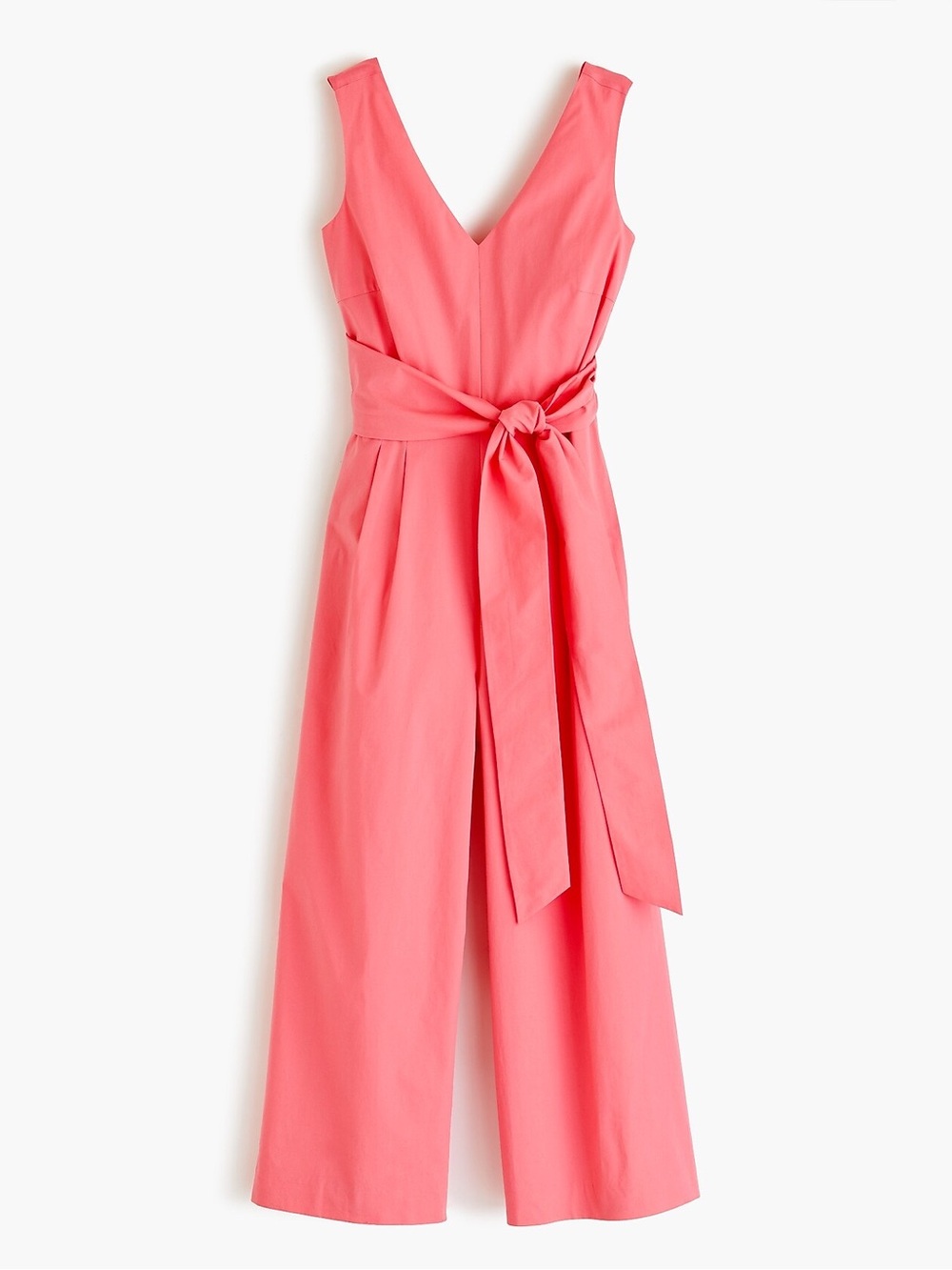 New Jcrew Wrap-tie jumpsuit in stretch poplin 2 Bright Coral Pink Romper H7683